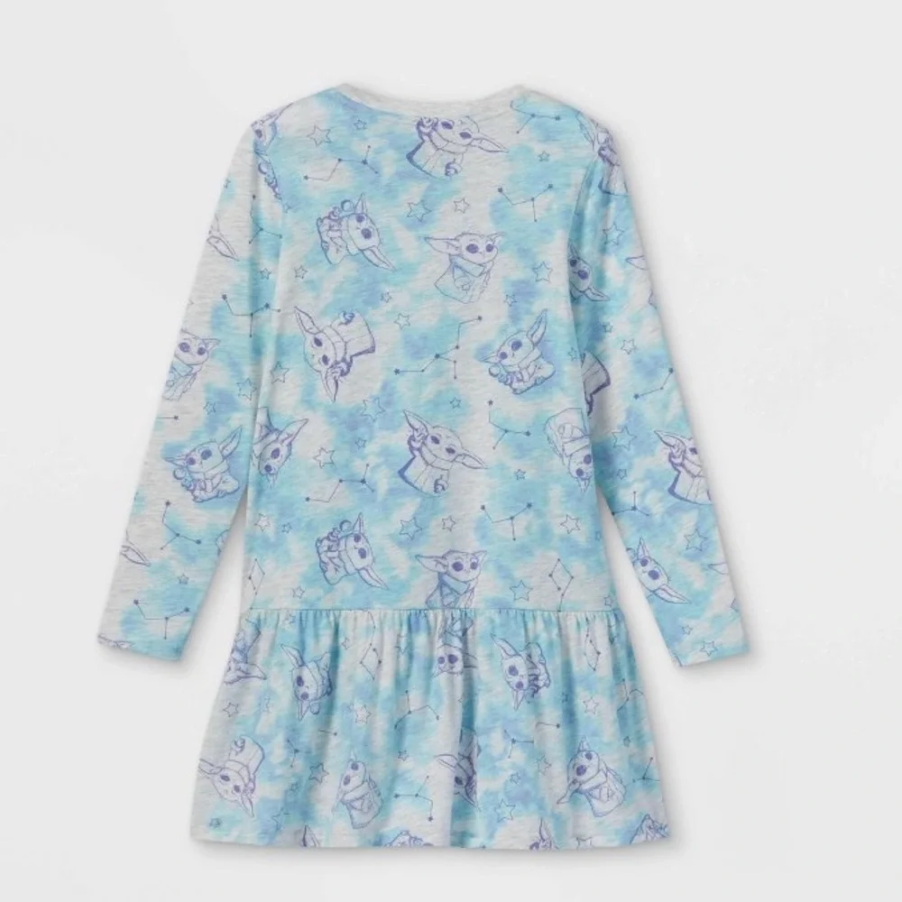NWT long sleeve LS girls youth lightweight baby yoda dress XL